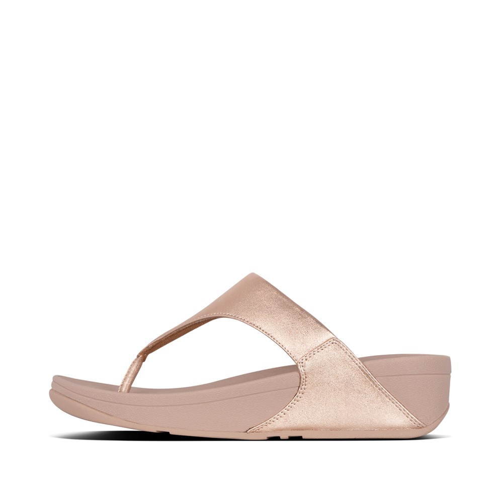 Fitflop Womens Sandals Rose Gold - Lulu Leather Toe-post - CU4960832